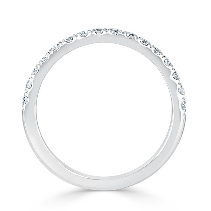 0.55ct Moissanite Wedding Band, Delicate Half Eternity Ring, 2.00mm Wide,  Available in White Gold or Platinum