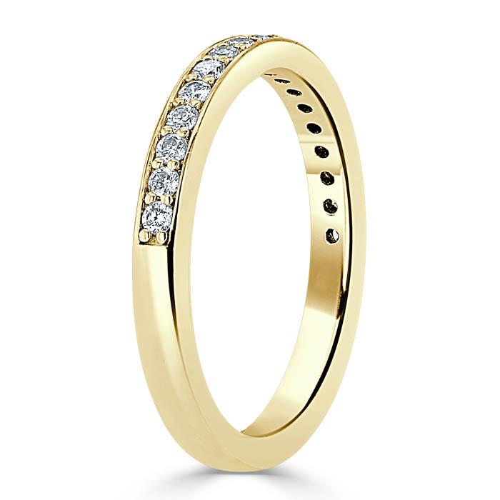 0.70ct Moissanite Wedding Band, Delicate Half Eternity Ring, 2.50mm Wide Pave Set,  Available in White Gold or Platinum