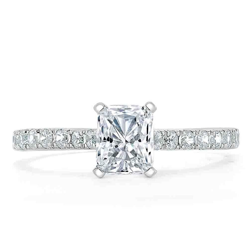 1.20ct Radiant Cut Moissanite Engagement Ring, Classic Style,  Available in White Gold, Platinum, Rose Gold or Yellow Gold