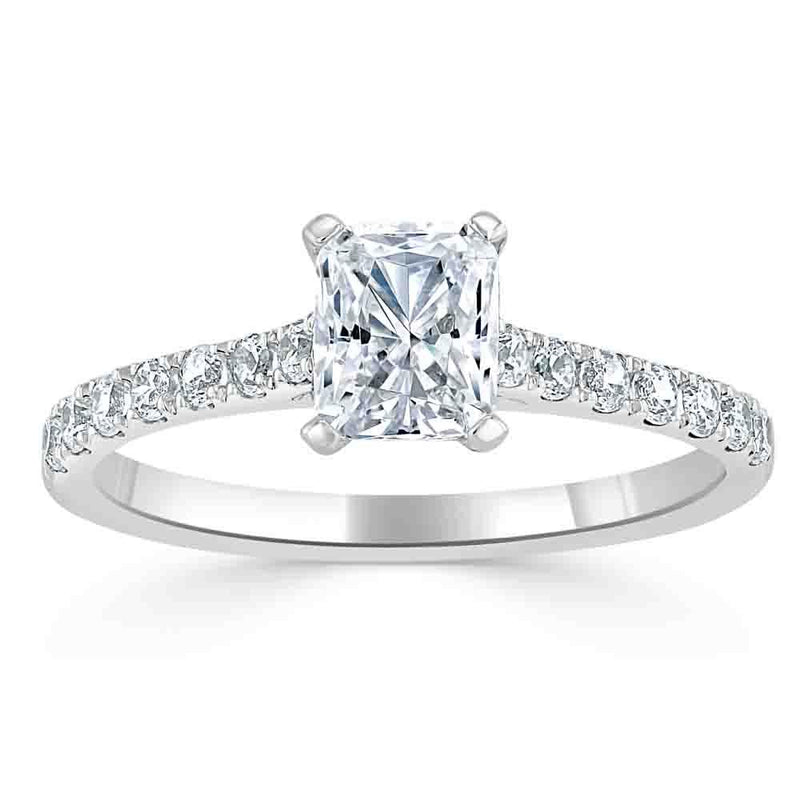 1.20ct Radiant Cut Moissanite Engagement Ring, Classic Style,  Available in White Gold, Platinum, Rose Gold or Yellow Gold