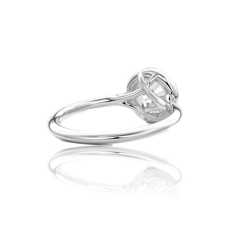 Round Classic Rub-Over Moissanite Ring With Milgrain Edge