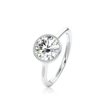 Round Classic Rub-Over Moissanite Ring With Milgrain Edge