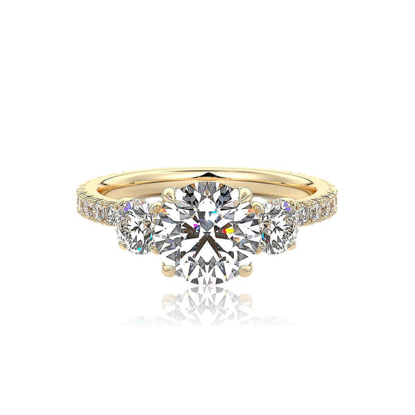 Round Cut 3 Stone Diamond Engagement Ring