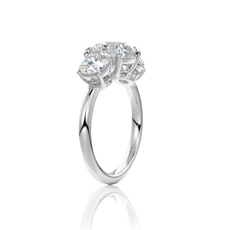 Round Cut 3 Stone Moissanite Engagement Ring