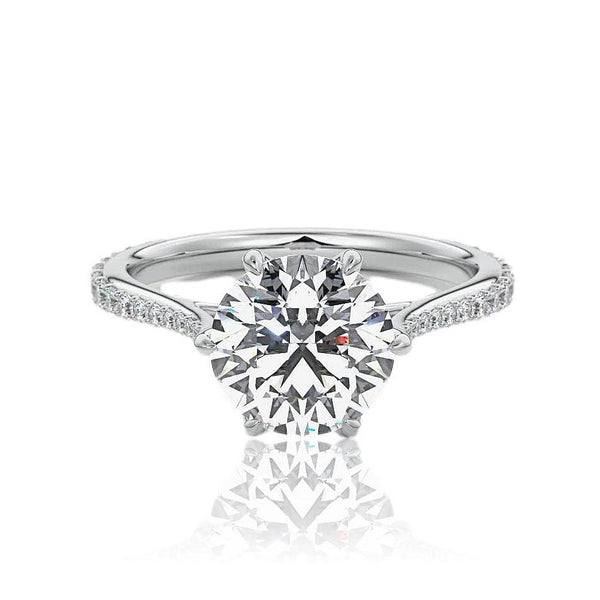 Round Cut 6 Claw Diamond Engagement Ring