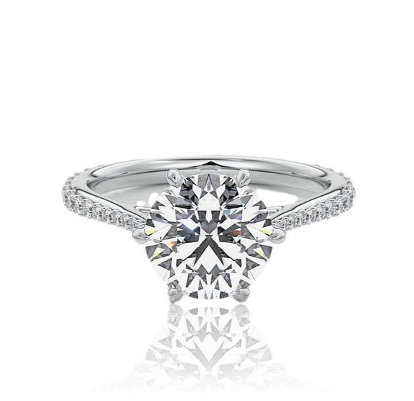 Round Cut 6 Claw Moissanite Engagement Ring