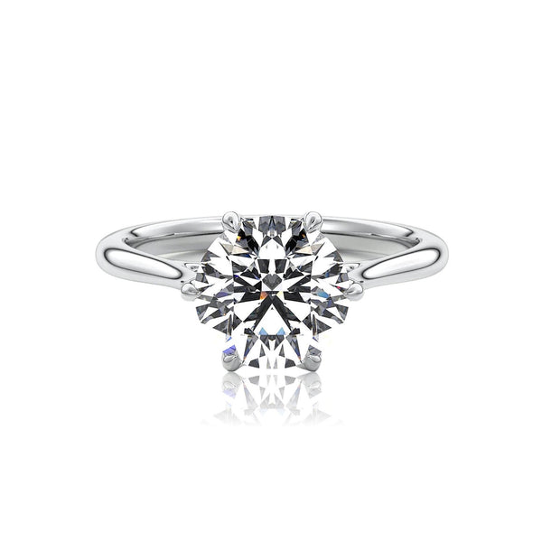 Round Cut Classic 6 Claw Moissanite Ring