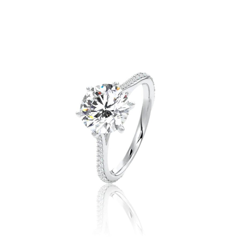 Round Cut 6 Claw Moissanite Engagement Ring