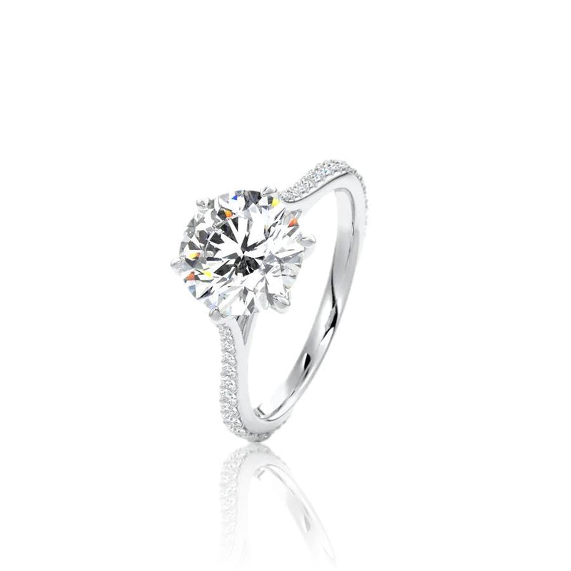 Round Cut 6 Claw Moissanite Engagement Ring