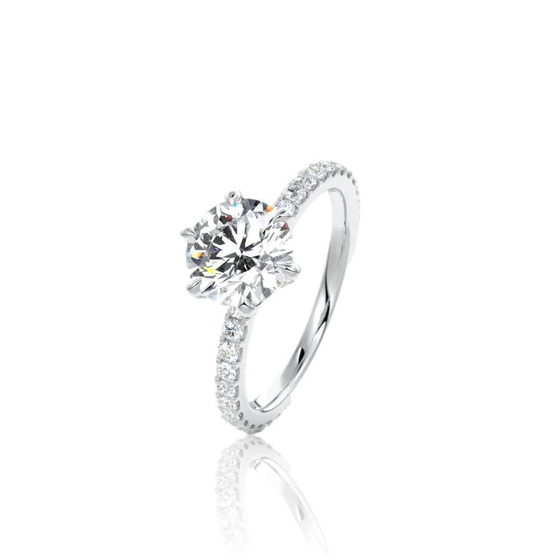 Round Cut 6 Claw Moissanite Engagement Ring