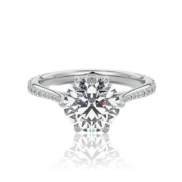 Round Cut 6 Claw Moissanite Engagement Ring