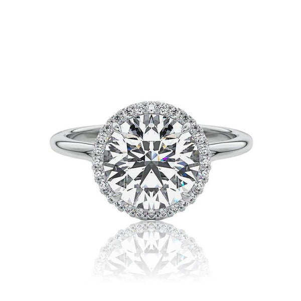 Round Cut Classic Halo Moissanite Engagement Ring