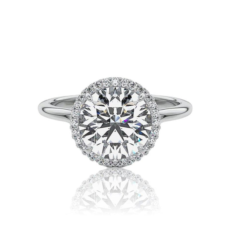 Round Cut Classic Halo Moissanite Engagement Ring
