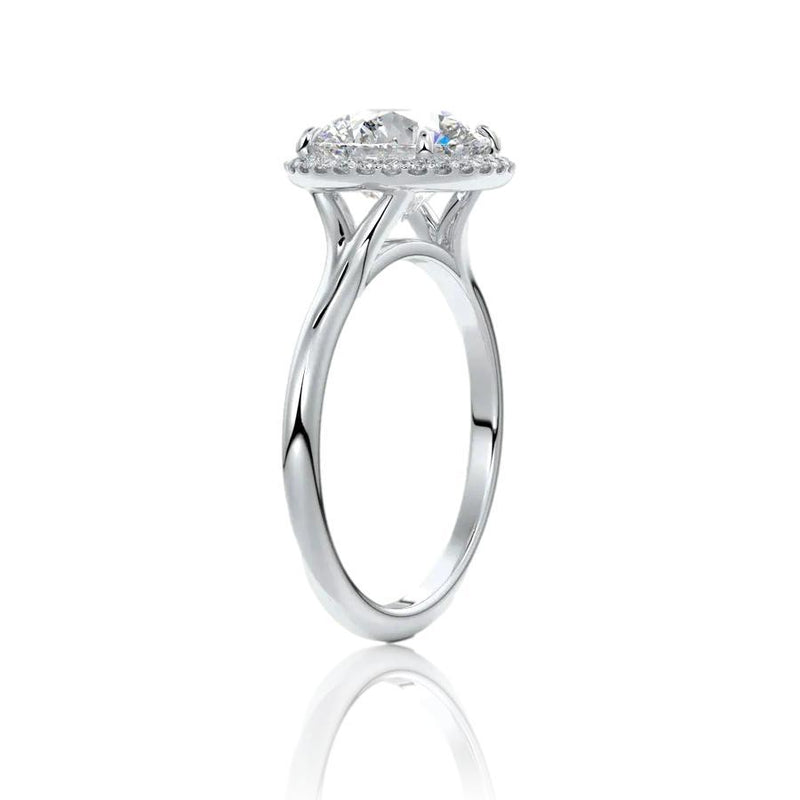 Round Cut Classic Halo Moissanite Engagement Ring