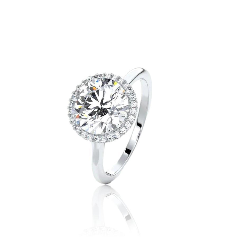 Round Cut Classic Halo Moissanite Engagement Ring