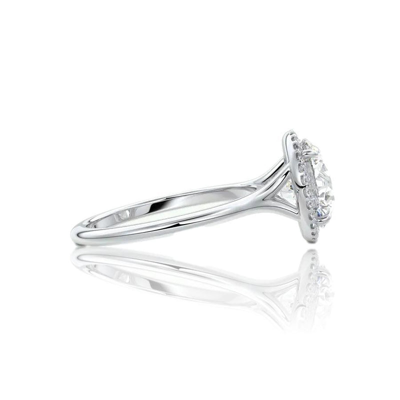 Round Cut Classic Halo Moissanite Engagement Ring