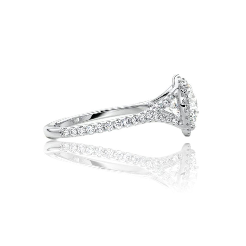 Round Cut Halo Moissanite Engagement Ring