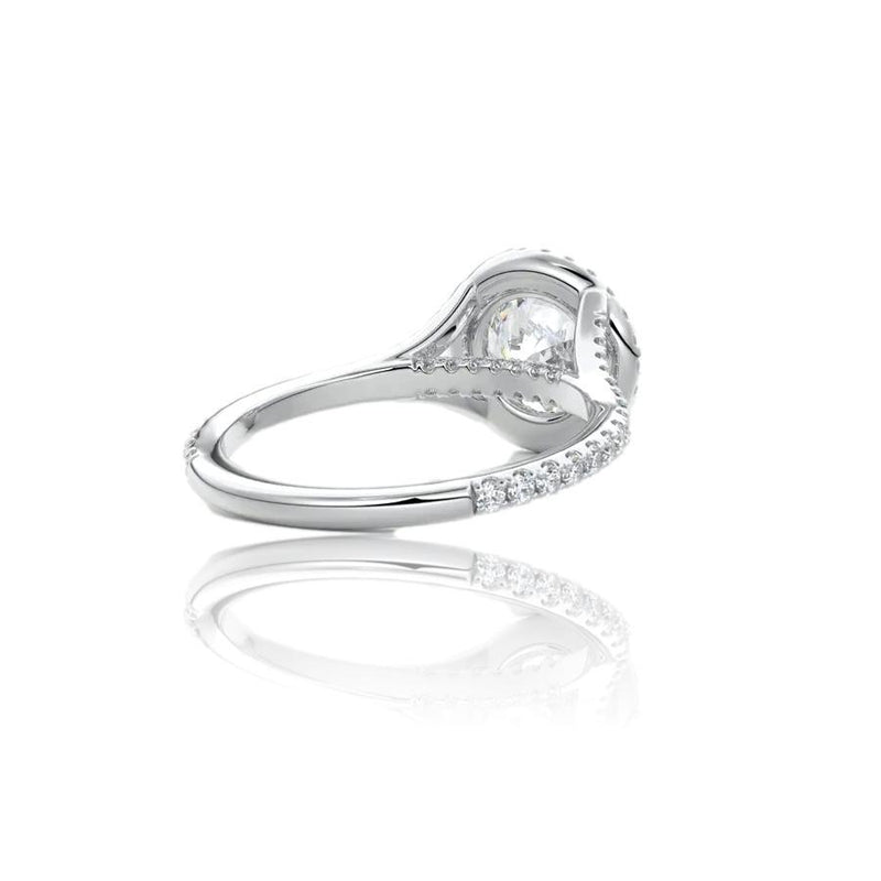 Round Cut Halo Moissanite Engagement Ring