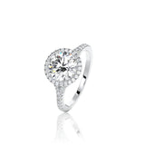 Round Cut Halo Moissanite Engagement Ring