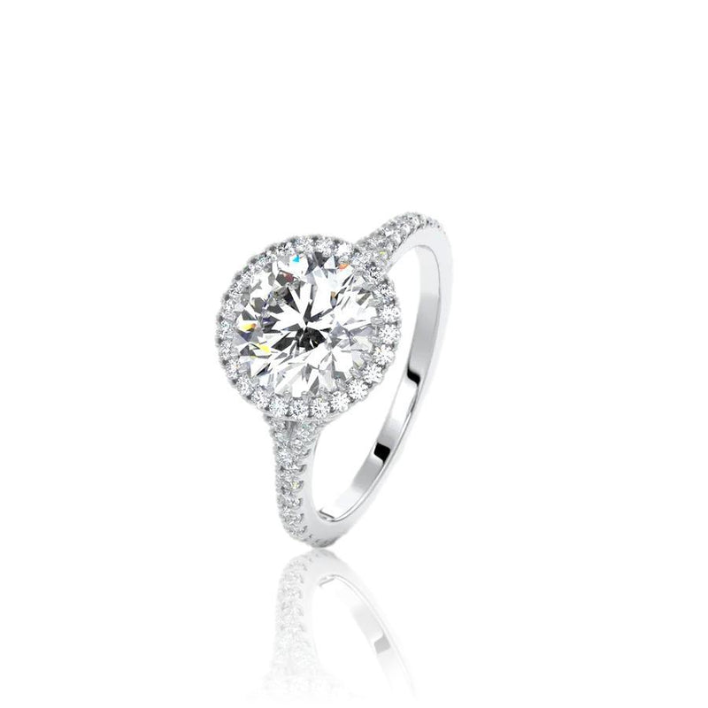 Round Cut Halo Moissanite Engagement Ring