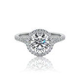 Round Cut Halo Moissanite Engagement Ring