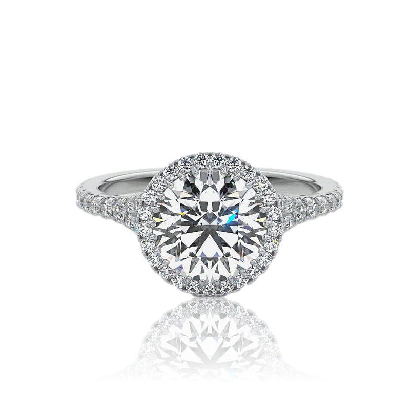 Round Cut Halo Moissanite Engagement Ring
