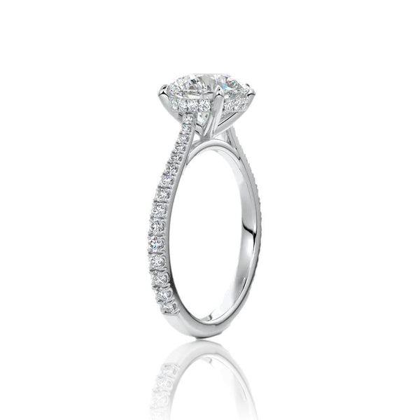 Round Cut Hidden Halo Diamond Engagement Ring