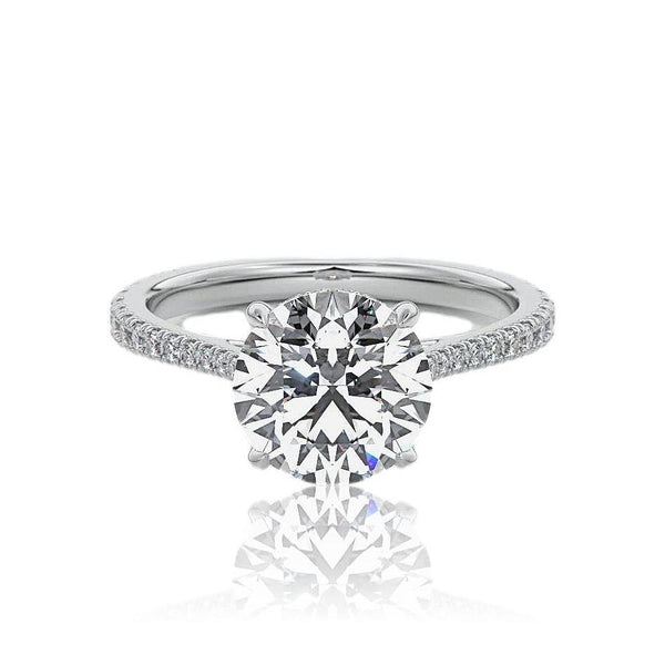 Round Cut Hidden Halo Diamond Engagement Ring