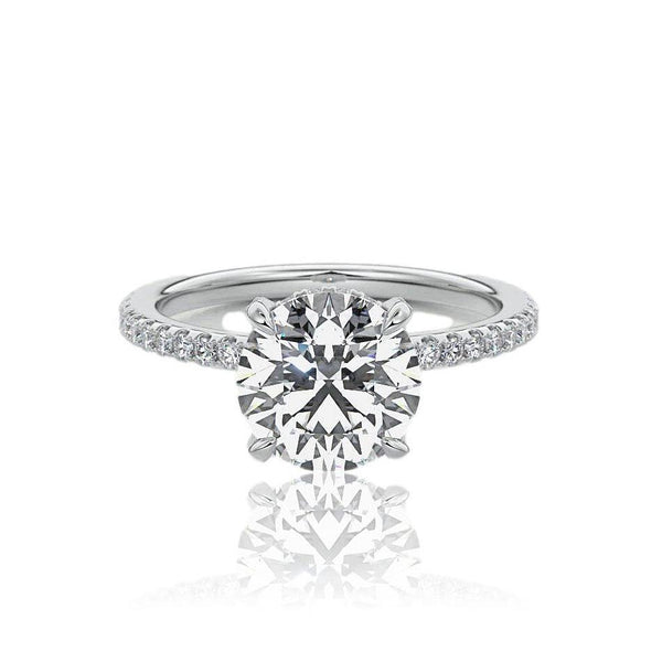 Round Cut Hidden Halo Diamond Engagement Ring