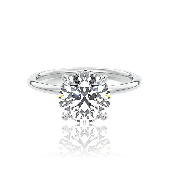 Round Cut Hidden Halo Diamond Engagement Ring