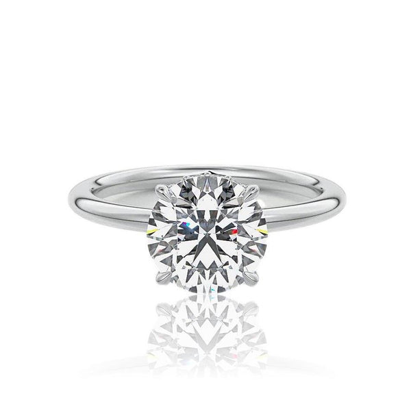 Round Cut Hidden Halo Diamond Engagement Ring