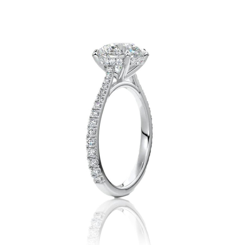 Round Cut Hidden Halo Moissanite Engagement Ring