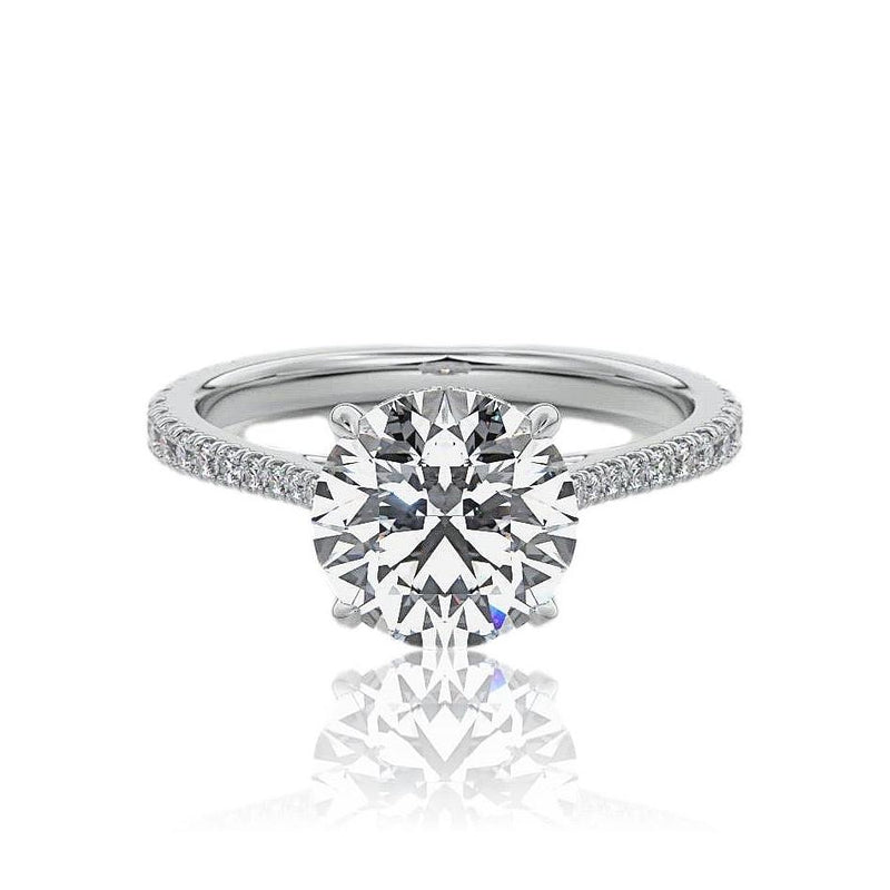 Round Cut Hidden Halo Moissanite Engagement Ring