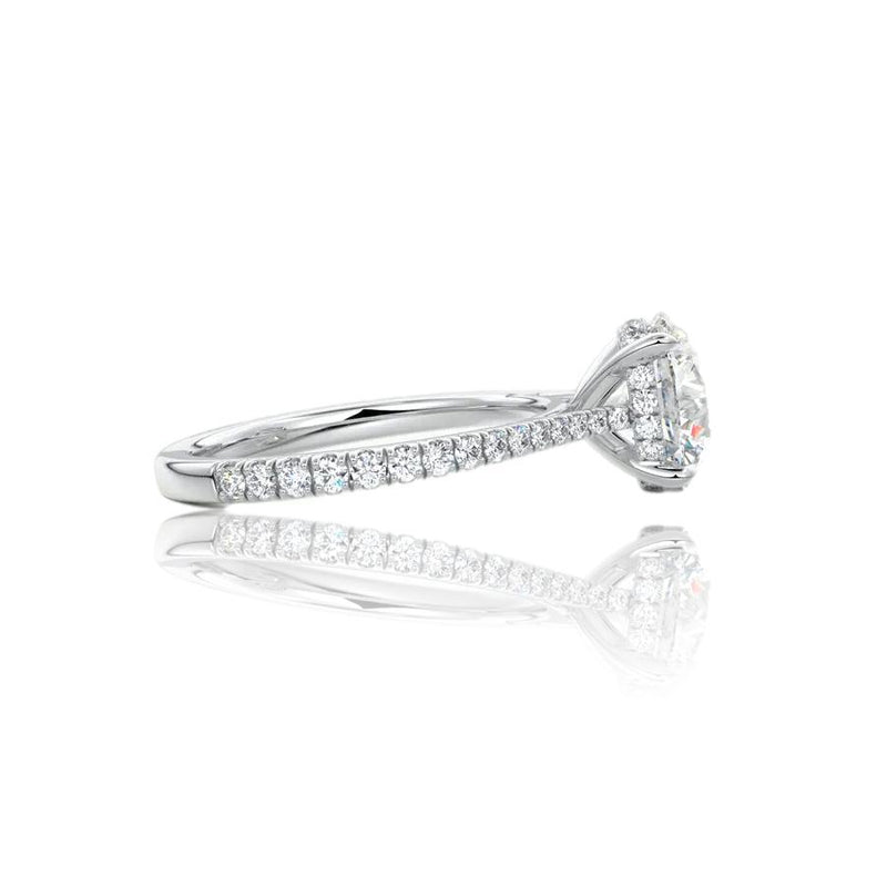 Round Cut Hidden Halo Moissanite Engagement Ring