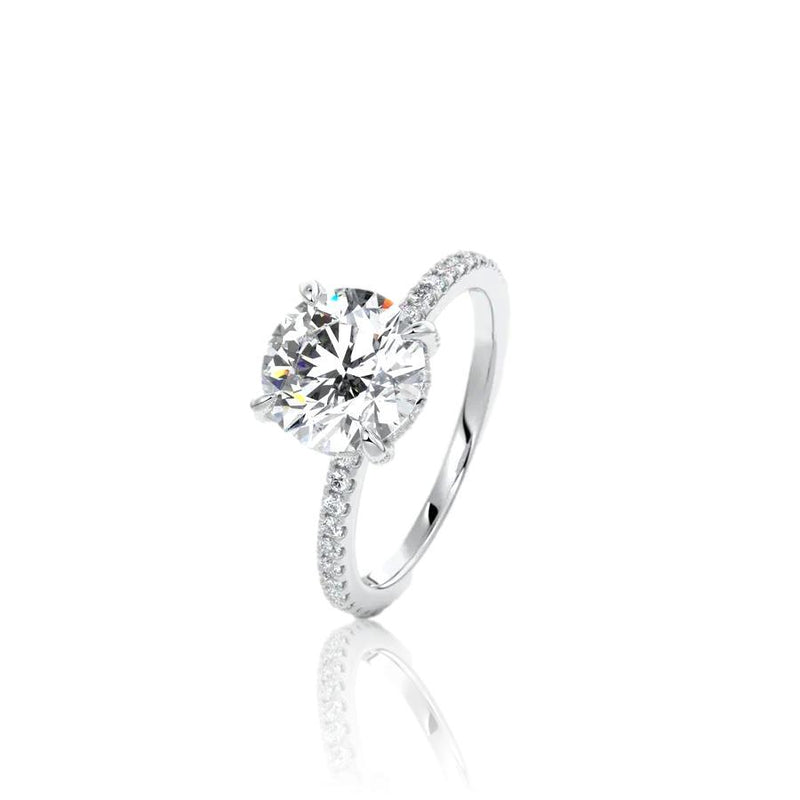 Round Cut Hidden Halo Moissanite Engagement Ring