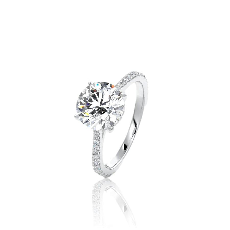 Round Cut Hidden Halo Moissanite Engagement Ring