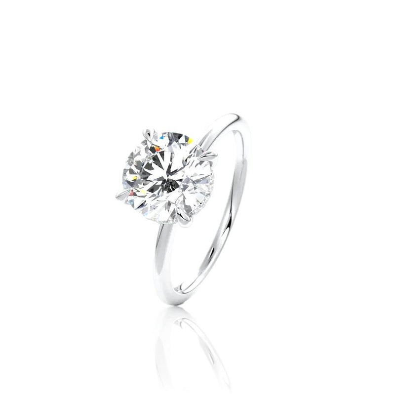 Round Cut Hidden Halo Moissanite Engagement Ring