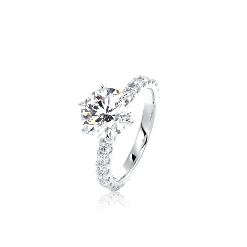 Round Cut Hidden Halo Moissanite Engagement Ring