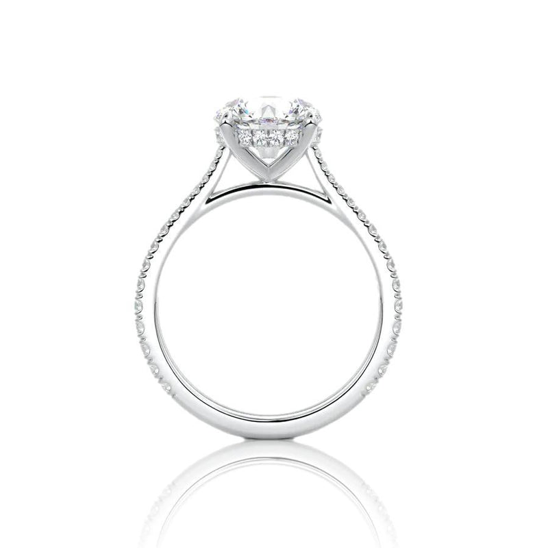 Round Cut Hidden Halo Moissanite Engagement Ring
