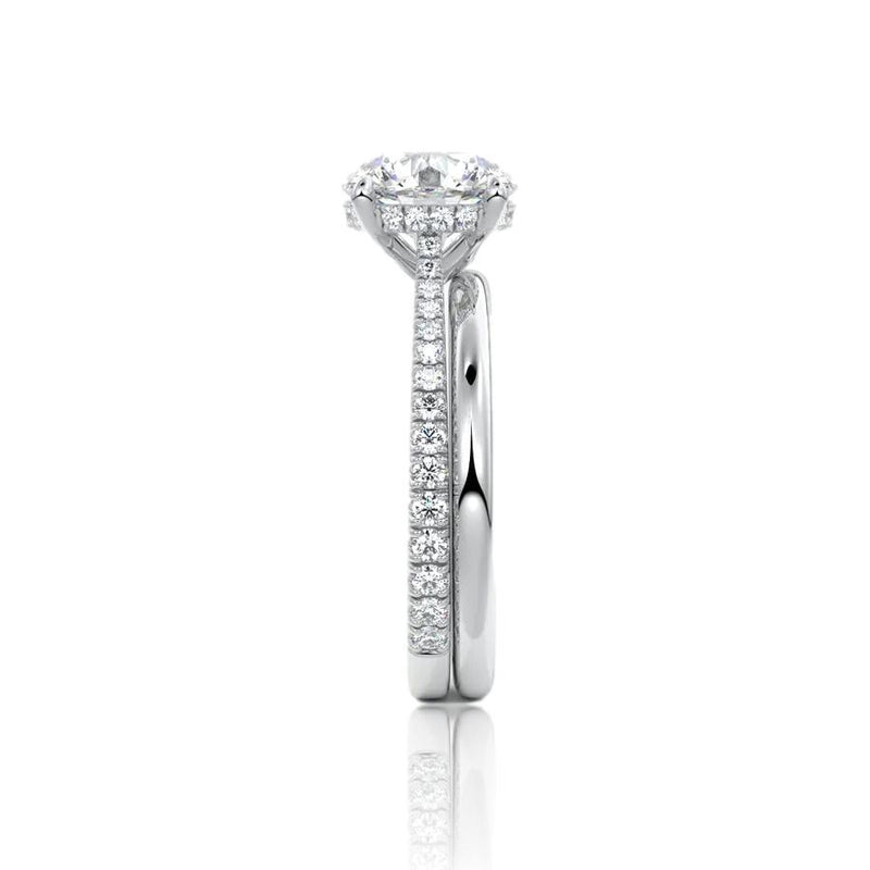 Round Cut Hidden Halo Moissanite Engagement Ring