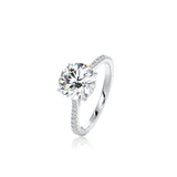 Round Cut Hidden Halo Moissanite Engagement Ring