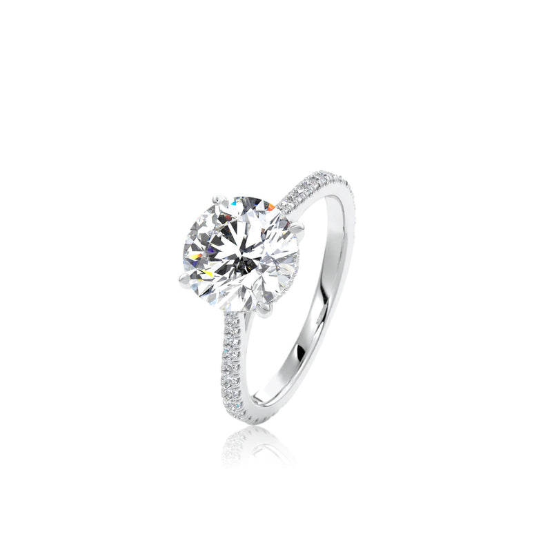 Round Cut Hidden Halo Moissanite Engagement Ring