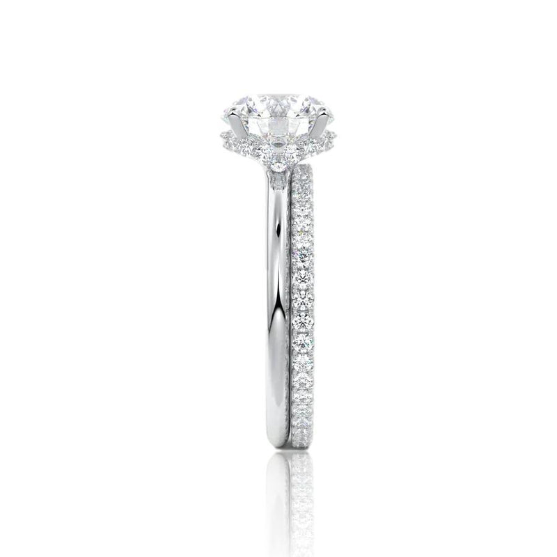 Round Cut Hidden Halo Moissanite Ring