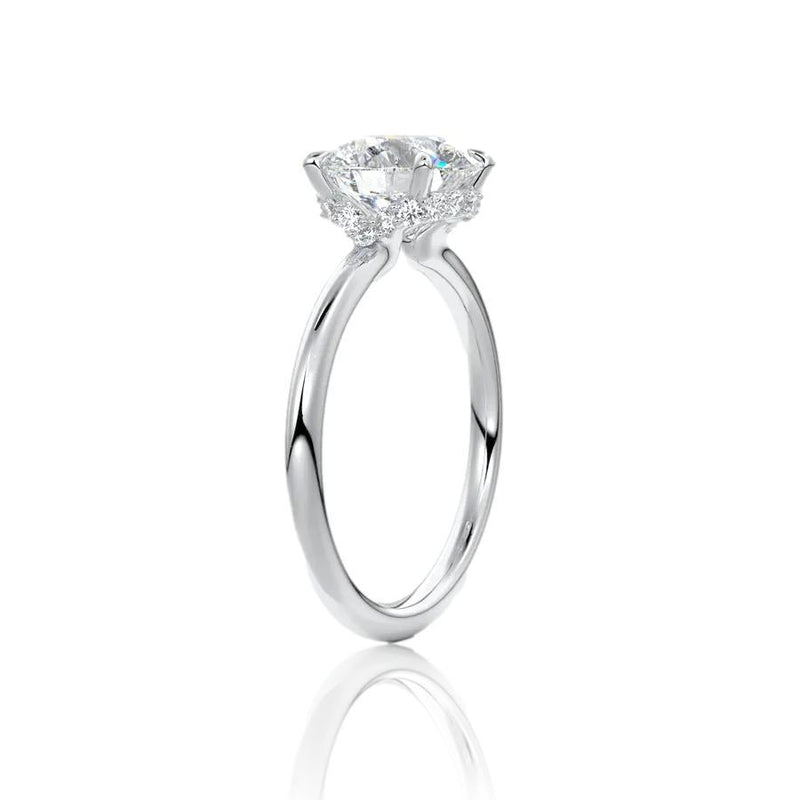 Round Cut Hidden Halo Moissanite Ring