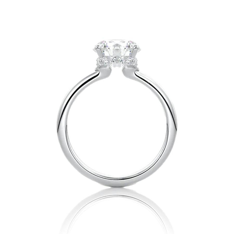 Round Cut Hidden Halo Moissanite Ring
