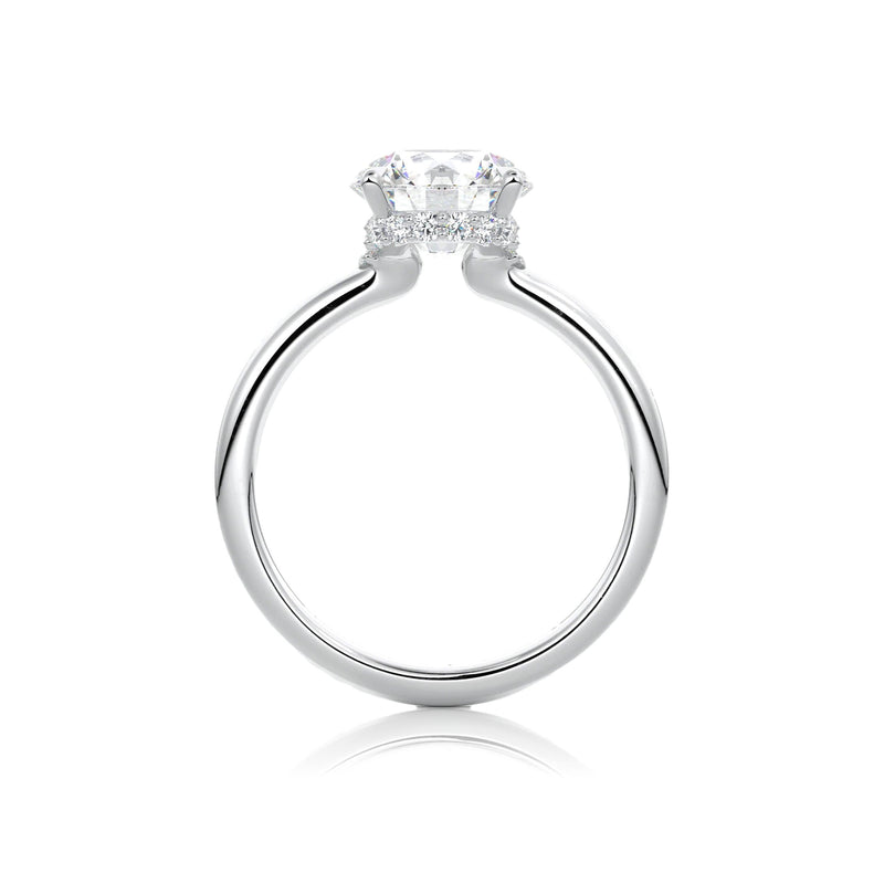 Round Cut Hidden Halo Moissanite Ring