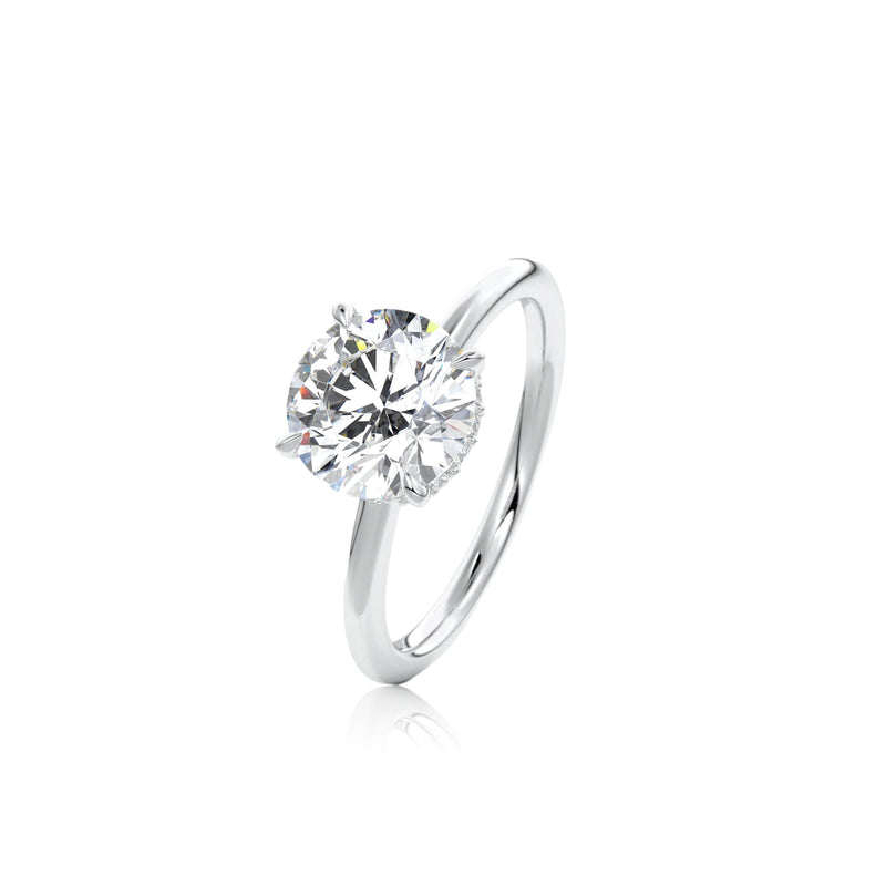 Round Cut Hidden Halo Moissanite Ring