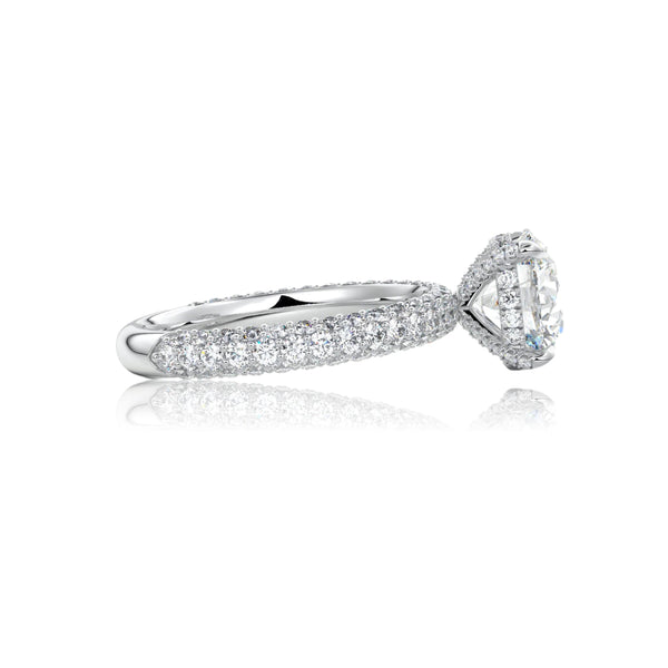 Round Cut Pave Set Diamond Engagement Ring