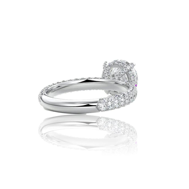 Round Cut Pave Set Diamond Engagement Ring