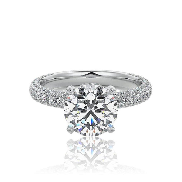 Round Cut Pave Set Diamond Engagement Ring